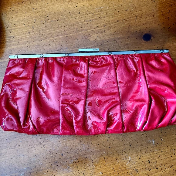 Perlina Patent Leather Red Clutch - Picture 2 of 4